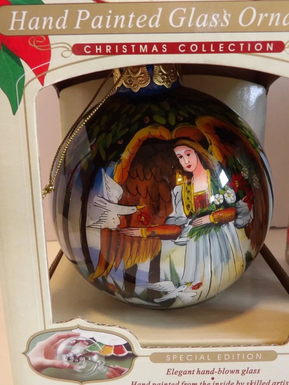 +- American Heritage Christmas Ornaments Set of 3 Hand Painted Blown Glass
